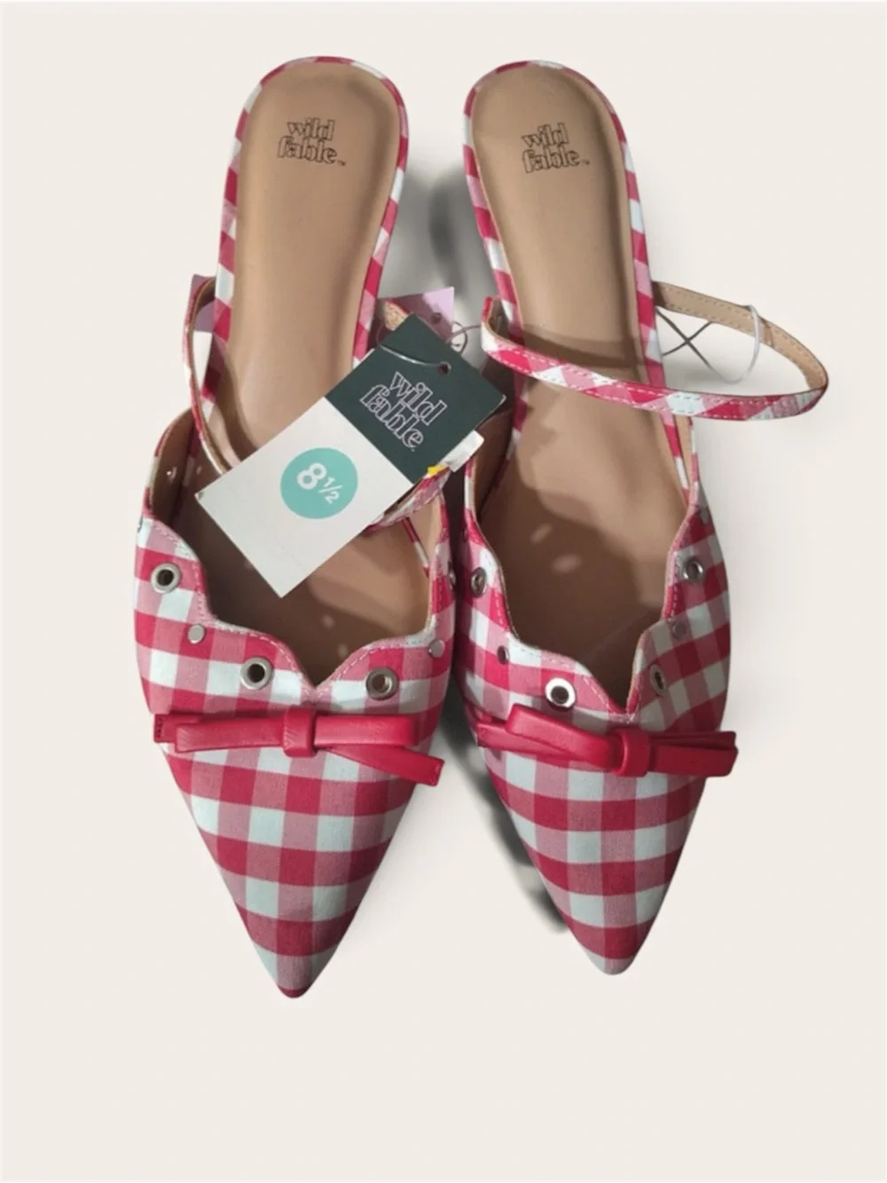 wild fable Red/Lysandra Gingham Pointed Slingback Flats with Bow